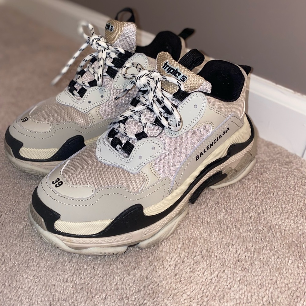 Balenciaga Triple S Sneakers in Black and Cream